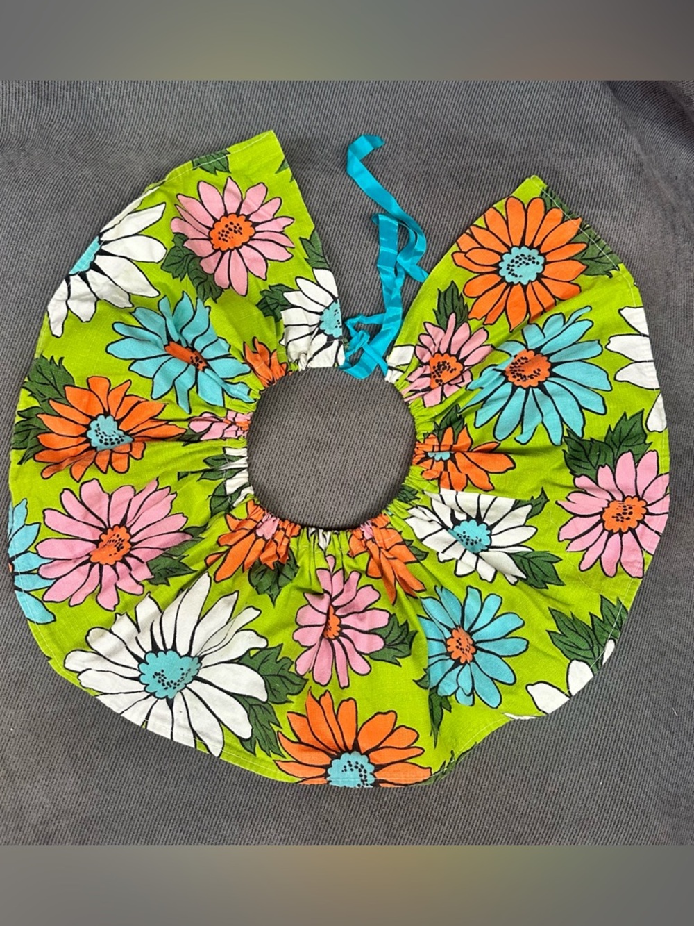 Vintage clown ruff statement collar daisy floral print one size